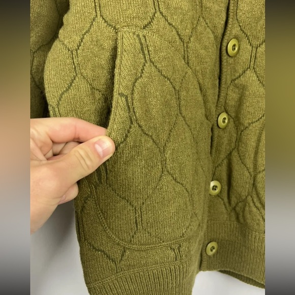 BEAMS Plus Japan Military Quilted Jacket Liner-Style Knit Cardigan Men’s S NWOT - Picture 3 of 6